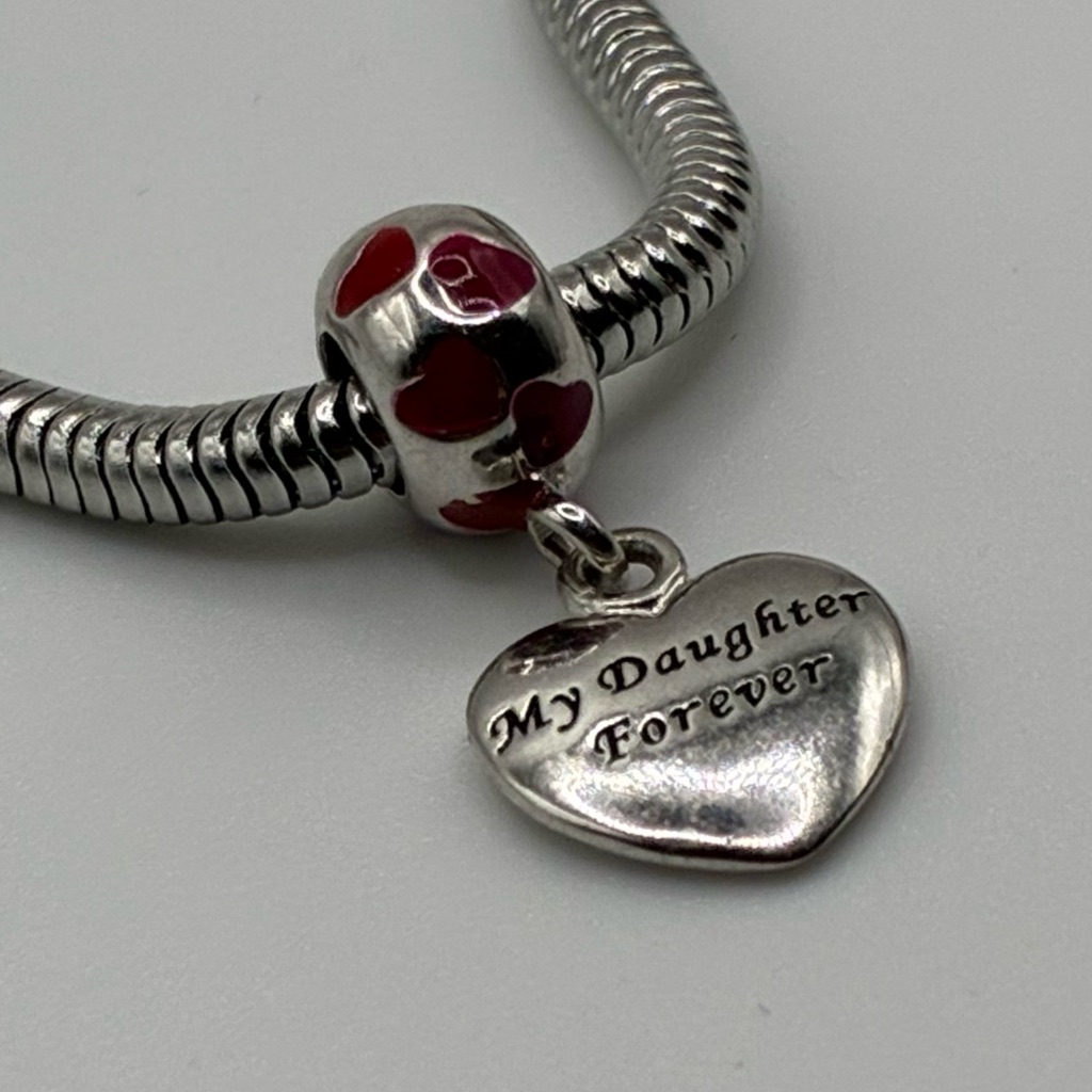 Vintage Danbury Mint Signed “My Daughter Forever” Silver-Tone Heart Charm